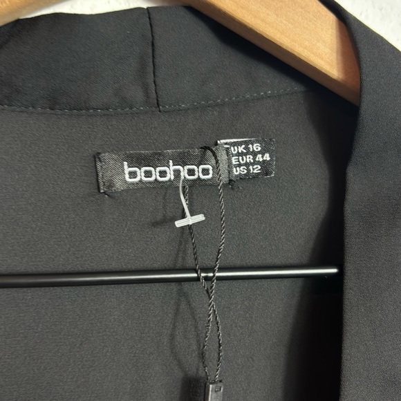BOOHOO BLACK WOMEN LONG SLEEVE BLOUSE SIZE US 12 NEW WITHOUT TAGS 100% POLYESTER - Picture 3 of 4